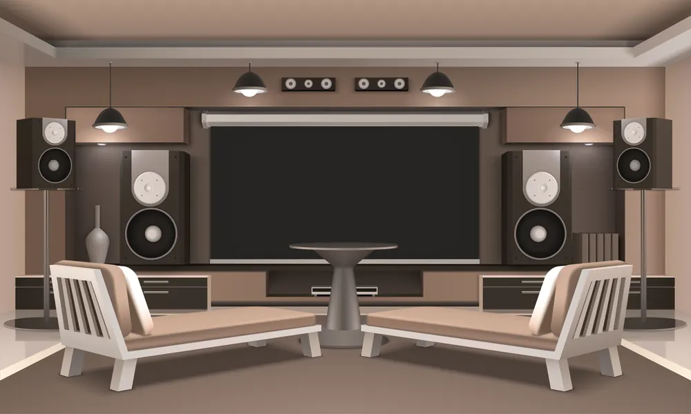 Ilustrim: sallë home cinema me altoparlantë